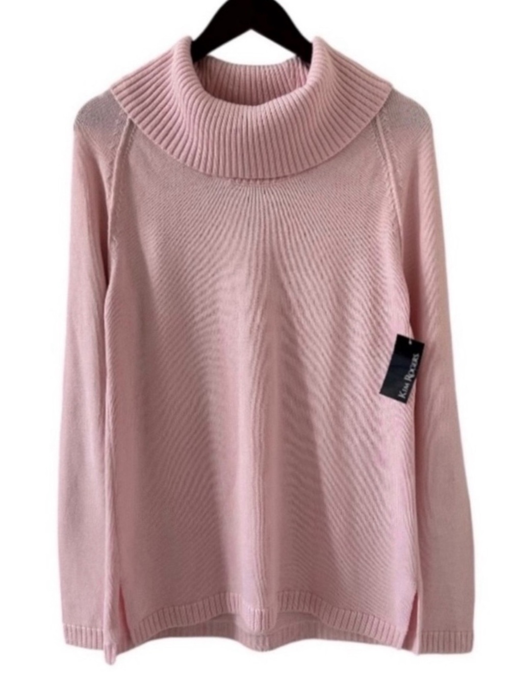 Kim Rogers Light Pink Cowl Neck Long Sleeve Cotton Knit Sweater Size Small - Picture 4 of 8